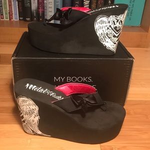 Black & Pink - Metal Mulisha - Wedge Sandals (NWT)